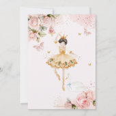 Roze Ballerina Bloemen Verjaardagsuitnodiging Kaart (Achterkant)