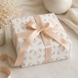 Roze Ballerina Bloemmotief Verjaardagscadeau Cadeaupapier