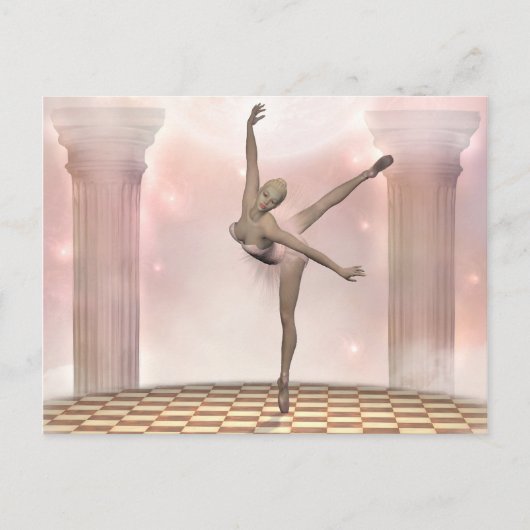 roze ballerina briefkaart (Voorkant)