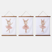 Roze Ballerina Bunny Meisjes Kwekerij Slaapkamer P Hangend Wandkleed (Driedubbel)