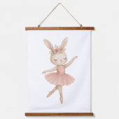 Roze Ballerina Bunny Meisjes Kwekerij Slaapkamer P Hangend Wandkleed (Voorkant)