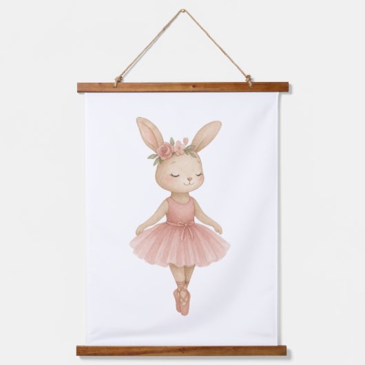 Roze Ballerina Bunny Meisjes Kwekerij Slaapkamer P Hangend Wandkleed (Voorkant 2)