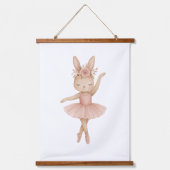 Roze Ballerina Bunny Meisjes Kwekerij Slaapkamer P Hangend Wandkleed (Voorkant 3)