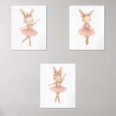 Roze Ballerina Bunny Meisjes Kwekerij Slaapkamer P Muurkunst Sets (Voorkant)