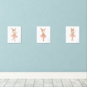 Roze Ballerina Bunny Meisjes Kwekerij Slaapkamer P Muurkunst Sets (Houten vloer)