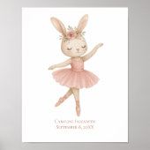 Roze Ballerina Bunny Meisjes Kwekerij Slaapkamer P Poster (Voorkant)