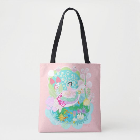 Roze Ballerina Custom All-Over-Print Tote Tas (Voorkant)