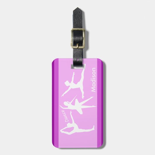 Roze Ballerina Custom Ballet Bagagelabel (Voorkant verticaal)
