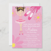 Roze Ballerina Dance Party Verjaardag Uitnodiging (Voorkant)