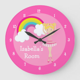 Roze Ballerina Dancer Blonde Girl Aangepast Grote Klok