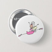 Roze Ballerina Dancing Button (Voorkant /achterkant)
