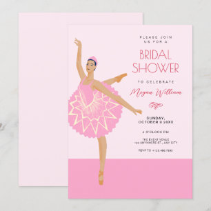 Roze Ballerina dans ballet bruidsdouche Kaart