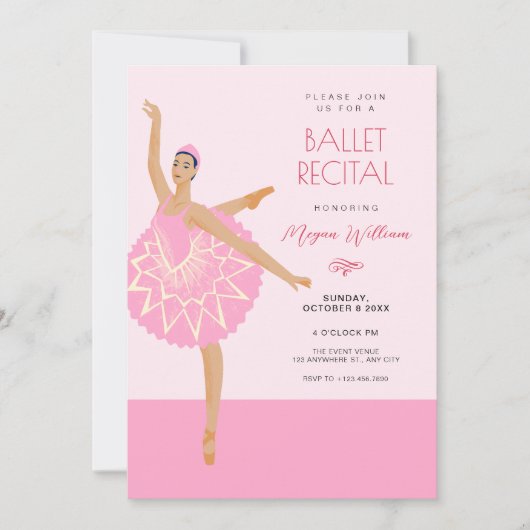 Roze Ballerina dans ballet recital Kaart (Voorkant)