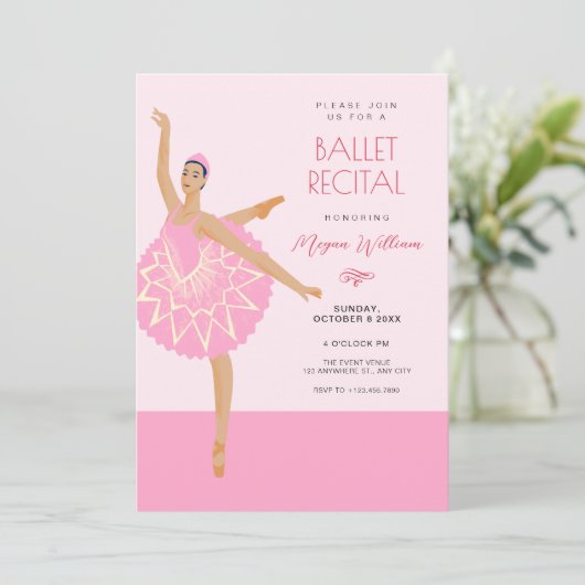 Roze Ballerina dans ballet recital Kaart (Staand voorkant)