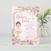 Roze Ballerina, Dans, Balletverjaardag uitnodiging (Staand voorkant)