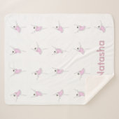 Roze Ballerina Dans Poses Meisje Sherpa Deken (Voorkant (horizontaal))