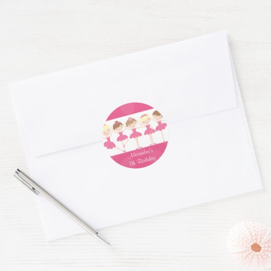 Roze Ballerina Dans Verjaardagsfeestje Sticker (Envelop)