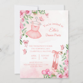 Roze Ballerina Dans Verjaardagsuitnodiging Kaart
