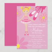 roze ballerina dansuitnodiging kaart (Voorkant / Achterkant)