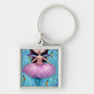 Roze Ballerina Doll met Wings Sleutelhanger