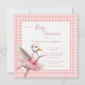Roze Ballerina Duck Baby shower Invitation (Voorkant)