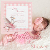 Roze Ballerina Duck Baby shower Invitation