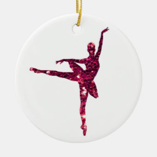 Roze Ballerina, eenzijdig (voeg je eigen bericht t Keramisch Ornament