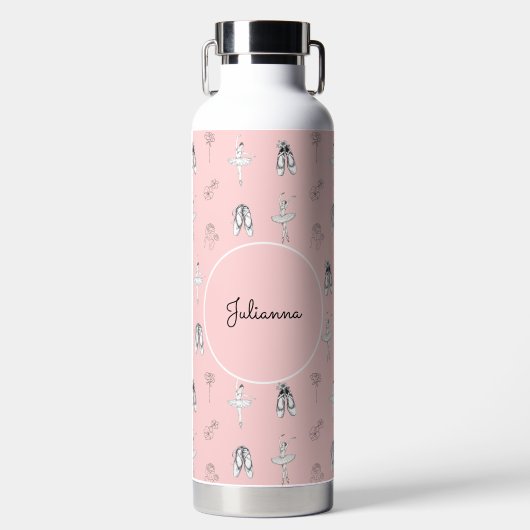 Roze ballerina en bloemen waterfles (Voorkant)