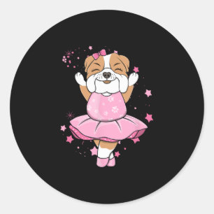 Roze Ballerina Engelse Bulldog hond Ballett in Tut Ronde Sticker
