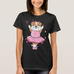 Roze Ballerina Engelse Bulldog hond Ballett in Tut T-shirt