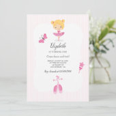 Roze Ballerina Feestje Kaart (Staand voorkant)