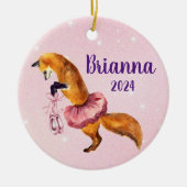 Roze Ballerina Fox Persoonlijke benaming Keramisch Ornament (Voorkant)