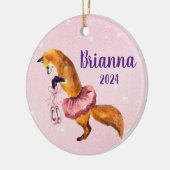 Roze Ballerina Fox Persoonlijke benaming Keramisch Ornament (Links)