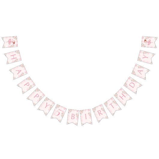 Roze ballerina gelukkig verjaardag meisje bunting  vlaggetjes (Alle)