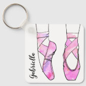 Roze ballerina gepersonaliseerd ballet sleutelhanger (Voorkant)