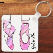 Roze ballerina gepersonaliseerd ballet sleutelhanger (Achterkant)