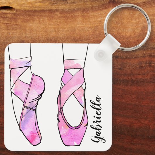 Roze ballerina gepersonaliseerd ballet sleutelhanger (Achterkant)