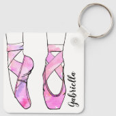 Roze ballerina gepersonaliseerd ballet sleutelhanger (Achterkant)