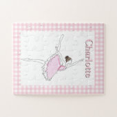 Roze Ballerina Gepersonaliseerd Puzzle Gecontrolee Legpuzzel (Horizontaal)