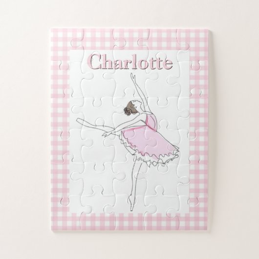 Roze Ballerina Gepersonaliseerd Puzzle Gecontrolee Legpuzzel (Verticaal)