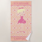 Roze Ballerina gepersonaliseerd Strandlaken (Voorkant)