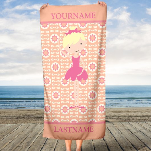 Roze Ballerina gepersonaliseerd Strandlaken