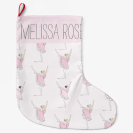 Roze Ballerina Gepersonaliseerde Kerstkous Grote Kerstsok