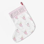 Roze Ballerina Gepersonaliseerde Kerstkous Grote Kerstsok (Achterkant (Hangend))