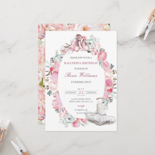 Roze Ballerina Girl Birthday (Voorkant / Achterkant in situ)