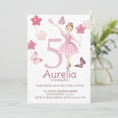 Roze Ballerina Girl Birthday Kaart (Staand voorkant)