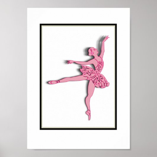  roze ballerina Girls Bedroom Decor Wall Art Poster (Voorkant)