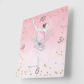  Roze Ballerina Glam Ombre Vierkante Klok (Hoek)