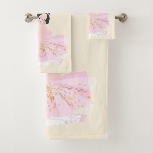 Roze ballerina handdoeken set. (Insitu)