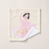 Roze ballerina handdoeken set. (Wasdoekje)